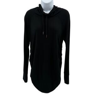 Isabel Maternity Hooded Sweatshirt Womens S Black Long Sleeve Cowl Neck Pullover